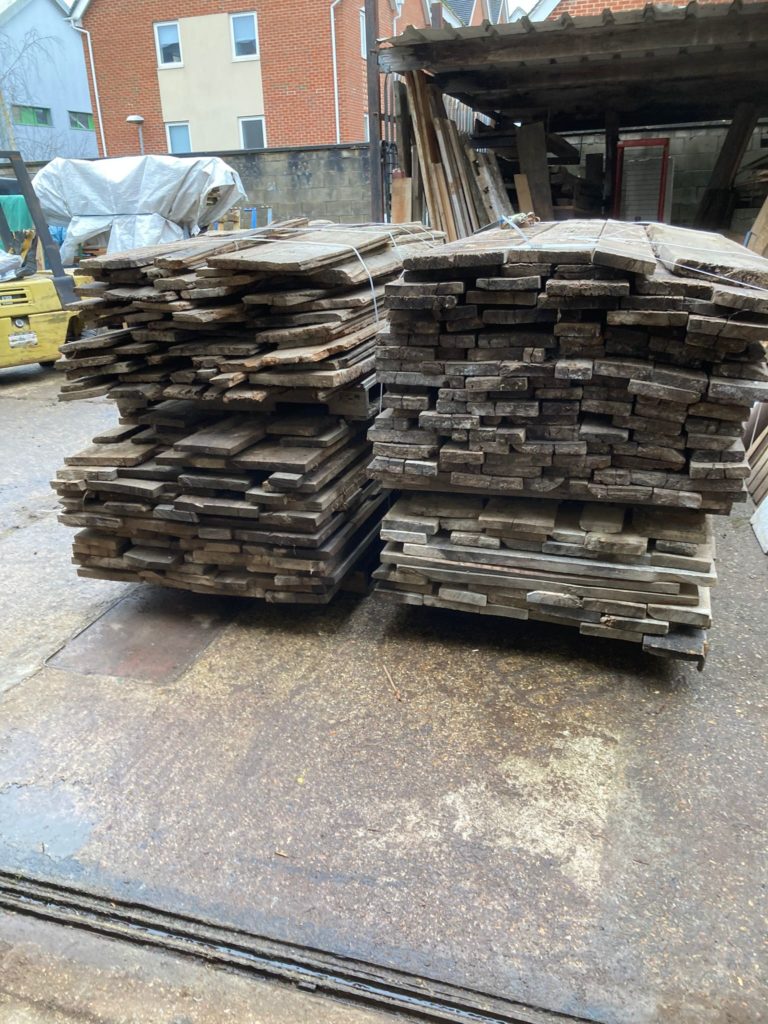 pitsawn flooring ready to be processed